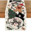 Artoid Mode Snowman Gingerbread Xmas Pine Merry Christmas Table Runner, Seasonal Winter Kitchen Dining Table Decoration for Home Party Decor 13×72 Inch(Beige)