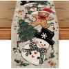 Artoid Mode Snowman Gingerbread Xmas Pine Merry Christmas Table Runner, Seasonal Winter Kitchen Dining Table Decoration for Home Party Decor 13×72 Inch(Wood)