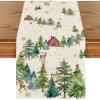 Artoid Mode Xmas Trees Silhouette Christmas Table Runner, Seasonal Winter Kitchen Dining Table Decoration for Home Party Decor 13×72 Inch(Green)