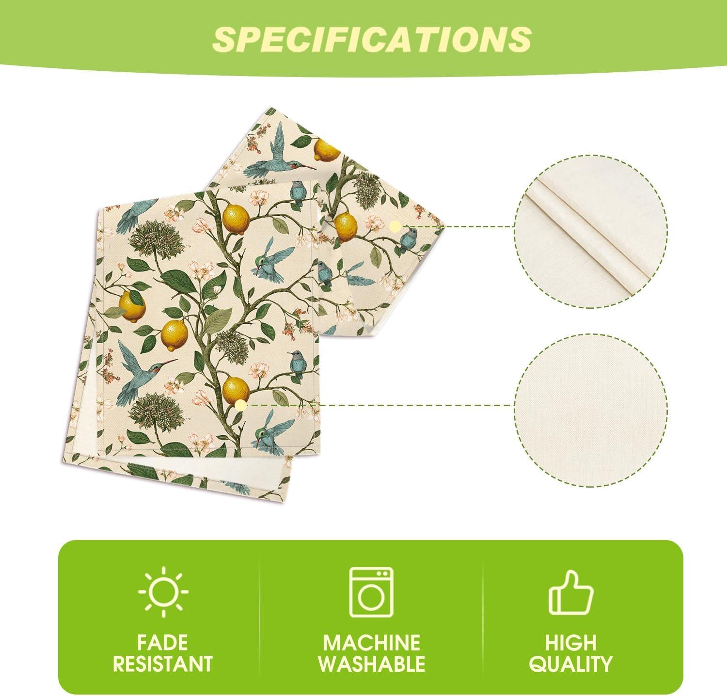 image:imageArtoid Mode Brown Lemon Tree Bird Flower Summer Table RunnerSpring Kitchen Dining Table Decoration for Home Party Decor 13x72 InchBrown