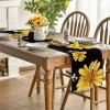 Artoid Mode Bee Sunflower Table Runner Black, Seasonal Spring Summer Flowers Holiday Kitchen Dining Table Decoration for Home Party Decor 13 x 72 Inch(Black)