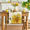 Artoid Mode Bee Sunflower Table Runner Black, Seasonal Spring Summer Flowers Holiday Kitchen Dining Table Decoration for Home Party Decor 13 x 72 Inch(Beige)