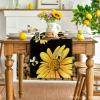 Artoid Mode Bee Sunflower Table Runner Black, Seasonal Spring Summer Flowers Holiday Kitchen Dining Table Decoration for Home Party Decor 13 x 72 Inch(Black)