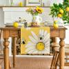 Artoid Mode Bee Sunflower Table Runner Black, Seasonal Spring Summer Flowers Holiday Kitchen Dining Table Decoration for Home Party Decor 13 x 72 Inch(Yellow)