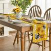 Artoid Mode Black Sunflower Bee Flower Polka Dot Summer Table Runner, Seasonal Kitchen Dining Table Decoration for Indoor Party Home 13×72 Inch(Beige-yellow)