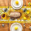 Artoid Mode Black Sunflower Bee Flower Polka Dot Summer Table Runner, Seasonal Kitchen Dining Table Decoration for Indoor Party Home 13×72 Inch(Beige-yellow)