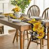 Artoid Mode Black Sunflower Bee Flower Polka Dot Summer Table Runner, Seasonal Kitchen Dining Table Decoration for Indoor Party Home 13×72 Inch(Black)