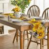 Artoid Mode Black Sunflower Bee Flower Polka Dot Summer Table Runner, Seasonal Kitchen Dining Table Decoration for Indoor Party Home 13×72 Inch(Wood)
