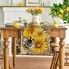 Artoid Mode Black Sunflower Bee Flower Polka Dot Summer Table Runner, Seasonal Kitchen Dining Table Decoration for Indoor Party Home 13×72 Inch(Wood)