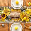 Artoid Mode Black Sunflower Bee Flower Polka Dot Summer Table Runner, Seasonal Kitchen Dining Table Decoration for Indoor Party Home 13×72 Inch(Wood)