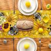 Artoid Mode Black Sunflower Bee Flower Polka Dot Summer Table Runner, Seasonal Kitchen Dining Table Decoration for Indoor Party Home 13×72 Inch(Yellow)