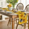 Artoid Mode Black Sunflower Bee Flower Polka Dot Summer Table Runner, Seasonal Kitchen Dining Table Decoration for Indoor Party Home 13×72 Inch(Yellow)
