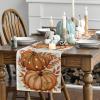 Artoid Mode Orange Polka Dot Pumpkin Eucalyptus Wood Fall Table Runner, Seasonal Autumn Kitchen Dining Table Decoration for Home Party Decor 13×72 Inch(Beige/Orange)