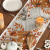 Artoid Mode Orange Polka Dot Pumpkin Eucalyptus Wood Fall Table Runner, Seasonal Autumn Kitchen Dining Table Decoration for Home Party Decor 13×72 Inch(Beige/Orange)