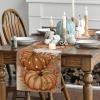 Artoid Mode Orange Polka Dot Pumpkin Eucalyptus Wood Fall Table Runner, Seasonal Autumn Kitchen Dining Table Decoration for Home Party Decor 13×72 Inch(Orange)