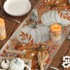 Artoid Mode Orange Polka Dot Pumpkin Eucalyptus Wood Fall Table Runner, Seasonal Autumn Kitchen Dining Table Decoration for Home Party Decor 13×72 Inch(Orange)