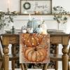 Artoid Mode Orange Polka Dot Pumpkin Eucalyptus Wood Fall Table Runner, Seasonal Autumn Kitchen Dining Table Decoration for Home Party Decor 13×72 Inch(Orange)