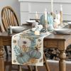 Artoid Mode Orange Pumpkin Maple Leaf Stripes Fall Table Runner, Seasonal Autumn Kitchen Dining Table Decoration for Home Party Decor 13×72 Inch(Blue)