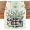 Artoid Mode Buffalo Plaid Eucalyptus Vases Summer Table Runner, Spring Kitchen Dining Table Decoration for Home Party Decor 13×72 Inch(Beige/Green)