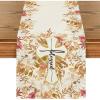 Artoid Mode Cross Blessed Eucalyptus Pumpkins Fall Table Runner, Seasonal Autumn Kitchen Dining Table Decoration for Home Party Decor 13×72 Inch(Orange)
