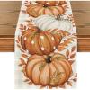 Artoid Mode Orange Polka Dot Pumpkin Eucalyptus Wood Fall Table Runner, Seasonal Autumn Kitchen Dining Table Decoration for Home Party Decor 13×72 Inch(Beige/Orange)