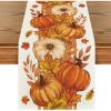 Artoid Mode Orange Pumpkin Maple Leaf Stripes Fall Table Runner, Seasonal Autumn Kitchen Dining Table Decoration for Home Party Decor 13×72 Inch(Orange)