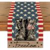 Artoid Mode Stripes Stars Boots Freedom Memorial Day Patriotic 4th of July Table Runner, Independence Day Holiday Kitchen Dining Table Decor for Home Party Decoration 13 x 72 Inch(Black)