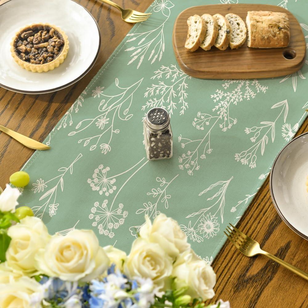 image:imageArtoid Mode Leaves Flowers Spring Table Runner Seasonal Kitchen Dining Table Decoration for Home Party Decor 13x72 InchSage Green