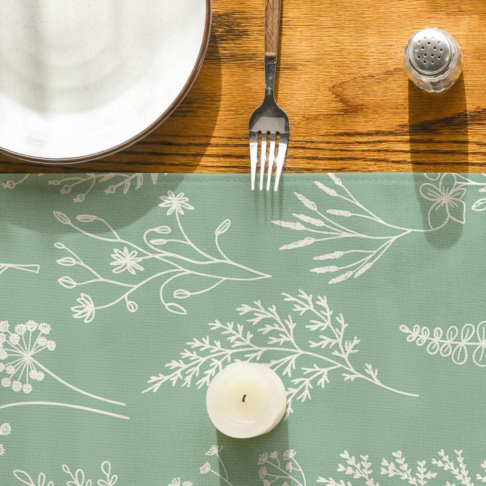 image:imageArtoid Mode Leaves Flowers Spring Table Runner Seasonal Kitchen Dining Table Decoration for Home Party Decor 13x72 InchSage Green