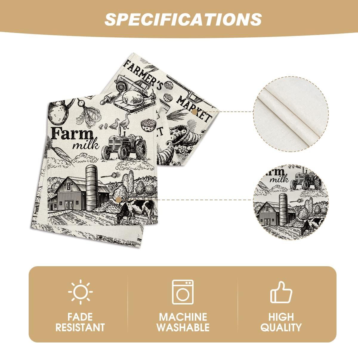 image:imageArtoid Mode Tractor Milk Farm Table Runner Cow House Fall Kitchen Dining Table Decoration for Outdoor Home Party 13x72 InchBeige