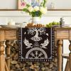 Artoid Mode Beige Viking Tree of Life Raven Helmet of Awe Table Runner, Seasonal Kitchen Dining Table Decoration for Home Party Decor 13×72 Inch(Black)
