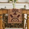 Artoid Mode Beige Viking Tree of Life Raven Helmet of Awe Table Runner, Seasonal Kitchen Dining Table Decoration for Home Party Decor 13×72 Inch(Brown)