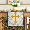 Artoid Mode Blue God Bless Boy Baptism Baby Shower Table Runner, First Holy Communion Christening Holiday Kitchen Dining Table Decoration for Home Party Decor 13×72 Inch(Blue)