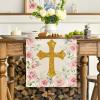 Artoid Mode Blue God Bless Boy Baptism Baby Shower Table Runner, First Holy Communion Christening Holiday Kitchen Dining Table Decoration for Home Party Decor 13×72 Inch(Pink)
