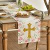 Artoid Mode Blue God Bless Boy Baptism Baby Shower Table Runner, First Holy Communion Christening Holiday Kitchen Dining Table Decoration for Home Party Decor 13×72 Inch(Pink)
