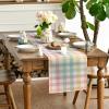 Artoid Mode Blue Pink Yellow Buffalo Plaid Easter Table Runner, Daily Holiday Check Kitchen Dining Table Decoration for Home Party Outdoor 13×72 Inch(Blue/Pink/Yellow)