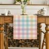 Artoid Mode Blue Pink Yellow Buffalo Plaid Easter Table Runner, Daily Holiday Check Kitchen Dining Table Decoration for Home Party Outdoor 13×72 Inch(Blue/Pink/Yellow)
