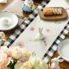 Artoid Mode Buffalo Plaid Bunny Ear Foot Flower Easter Table Runner, Seasonal Spring Kitchen Dining Table Decoration for Home Party Decor 13×72 Inch(Black/White)