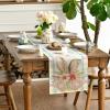 Artoid Mode Buffalo Plaid Bunny Ear Foot Flower Easter Table Runner, Seasonal Spring Kitchen Dining Table Decoration for Home Party Decor 13×72 Inch(Pink/Blue)