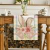 Artoid Mode Buffalo Plaid Bunny Ear Foot Flower Easter Table Runner, Seasonal Spring Kitchen Dining Table Decoration for Home Party Decor 13×72 Inch(Pink/Blue)