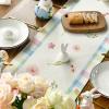 Artoid Mode Buffalo Plaid Bunny Ear Foot Flower Easter Table Runner, Seasonal Spring Kitchen Dining Table Decoration for Home Party Decor 13×72 Inch(Pink/Blue)