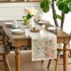 Artoid Mode Bunny Rabbit Flowers Leaves Green Buffalo Plaid Easter Table Runner, Kitchen Dining Table Decoration for Home Party Decor 13×72 Inch(Grey)