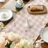 Artoid Mode Bunny Rabbit Flowers Leaves Green Buffalo Plaid Easter Table Runner, Kitchen Dining Table Decoration for Home Party Decor 13×72 Inch(Pink)