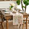 Artoid Mode Bunny Rabbit Flowers Leaves Green Buffalo Plaid Easter Table Runner, Kitchen Dining Table Decoration for Home Party Decor 13×72 Inch(Pink)