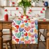 Artoid Mode Colorful Love Heart Pride Month Table Runner, Seasonal Valentine Spring Summer Kitchen Dining Table Decoration for Home Party Decor 13×72 Inch(Beige)