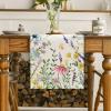 Artoid Mode Daisy Eucalyptus Lavender Floral Leaves Summer Table Runner, Spring Kitchen Dining Table Decoration for Home Party Decor 13×72 Inch(Beige)
