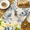 Artoid Mode Daisy Eucalyptus Lavender Floral Leaves Summer Table Runner, Spring Kitchen Dining Table Decoration for Home Party Decor 13×72 Inch(Blue)