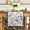 Artoid Mode Daisy Eucalyptus Lavender Floral Leaves Summer Table Runner, Spring Kitchen Dining Table Decoration for Home Party Decor 13×72 Inch(Blue)