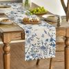 Artoid Mode Daisy Eucalyptus Lavender Floral Leaves Summer Table Runner, Spring Kitchen Dining Table Decoration for Home Party Decor 13×72 Inch(Blue)