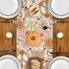Artoid Mode Daisy Flower Peace and Love Table Runner, Wreath Float Groovy Kitchen Dining Table Decoration for Outdoor Home Party 13×72 Inch(Beige/Pink)